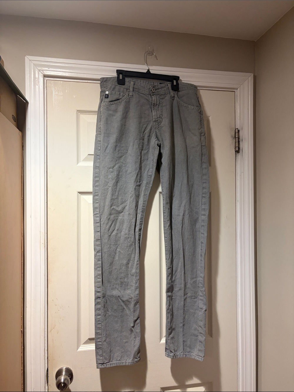 Ag Adriano Goldschmied Straight Leg Linen Blend Jeans in Light Gray 30x34
